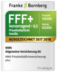 Ratingsiegel von Franke und Bornberg FFF+ hervorragend für die WWK Privathaftpflichtversicherung plus