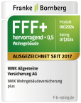 Ratingsiegel von Franke und Bornberg FFF+ hervorragend für die WWK Wohngebäudeversicherung plus