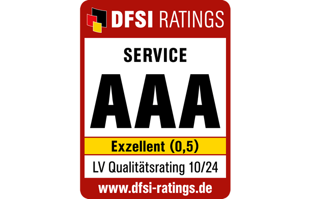 Ratingsiegel des DFSI Ratings die WWK hat die Servicequalität AAA also Exzellent